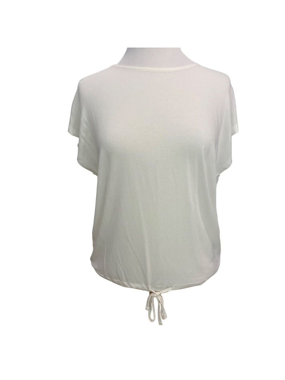 NWT Vero Moda ecru white top tie bottom lightweight short sleeve crew small boxy